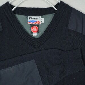 Blauer Gore Windstopper Commando Sweater Mens XL Navy Wool Blend Made in USA